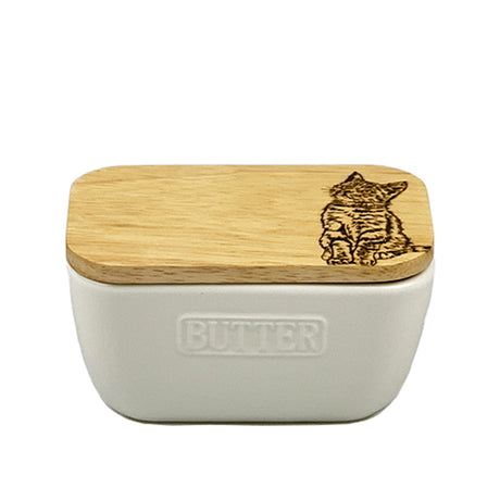 Selbrae House Tabby Cat White Butter Dish