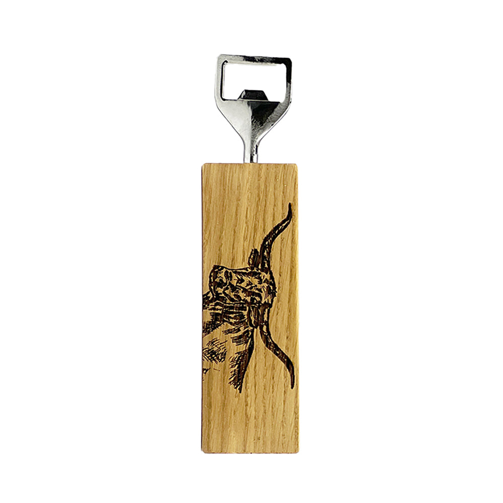 Selbrae House Texas Longhorn Oak Bottle Opener