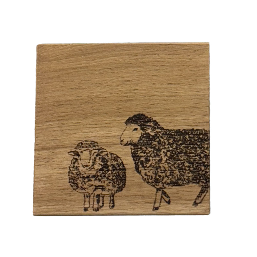 Selbrae House Sheep Single Oak Coaster