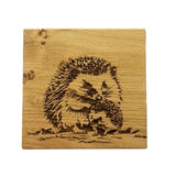 Selbrae House Woodland Hedgehogs Single Oak Coaster