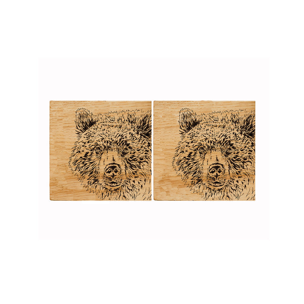 Selbrae House Bear Oak Coasters - Set of 2