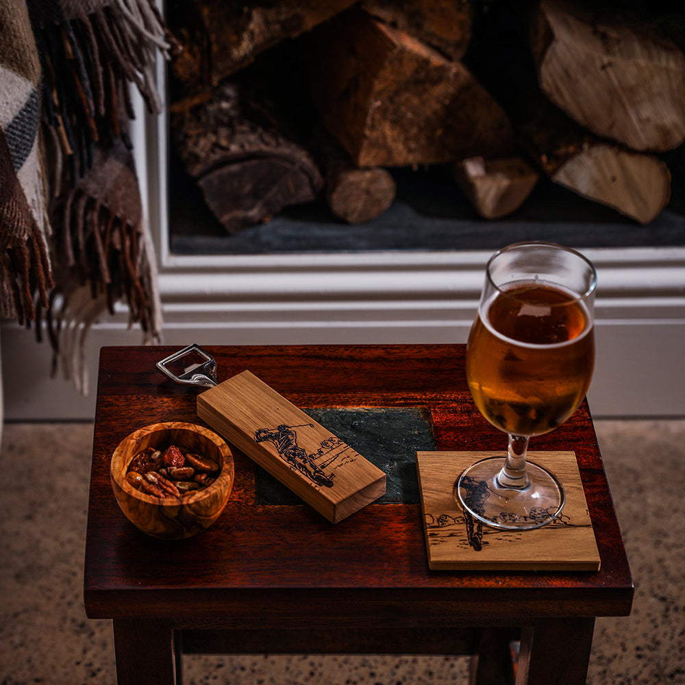 Selbrae House Golf Oak Coasters - Set of 2
