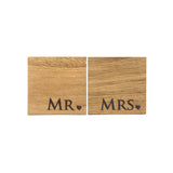 Selbrae House Mr & Mrs Oak Coasters - Set of 2