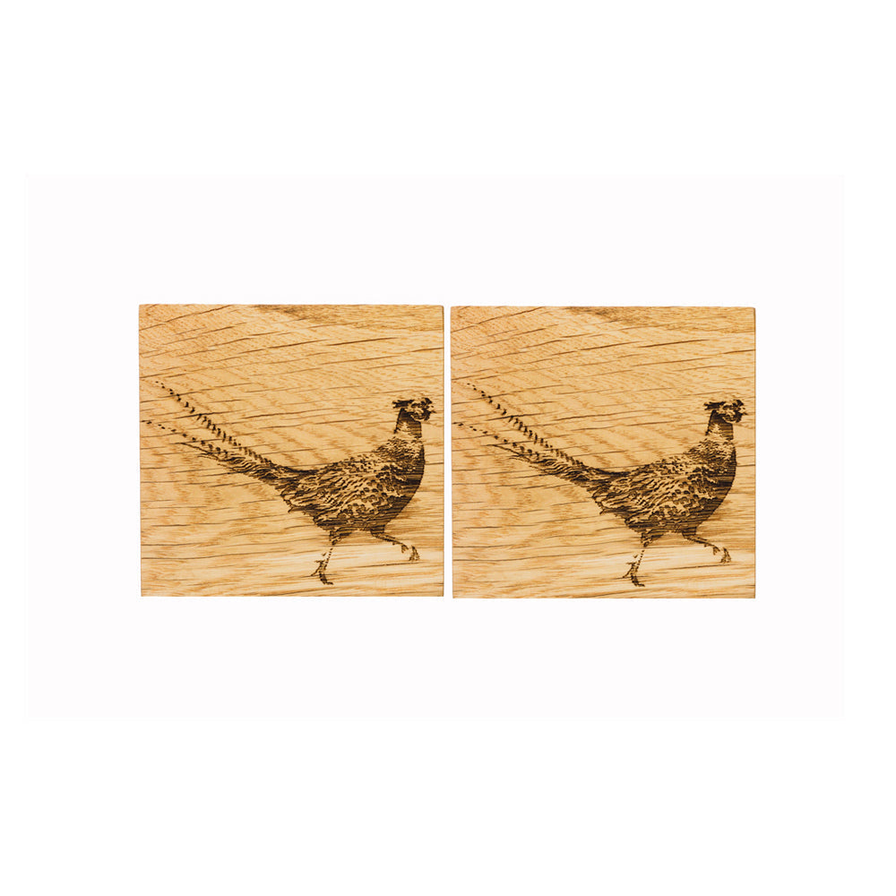 Selbrae House Pheasant Oak Coasters - Set of 2