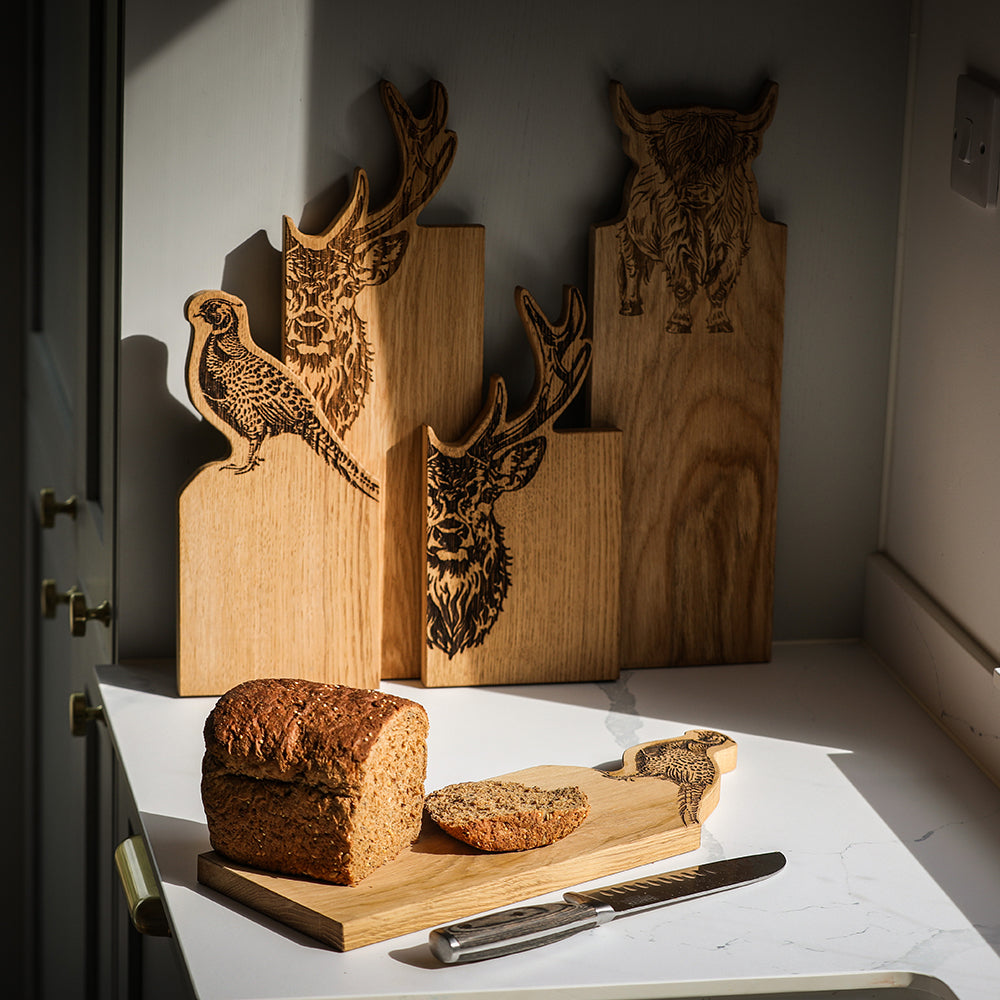 Selbrae House Pheasant Framed Oak Serving Board - Medium