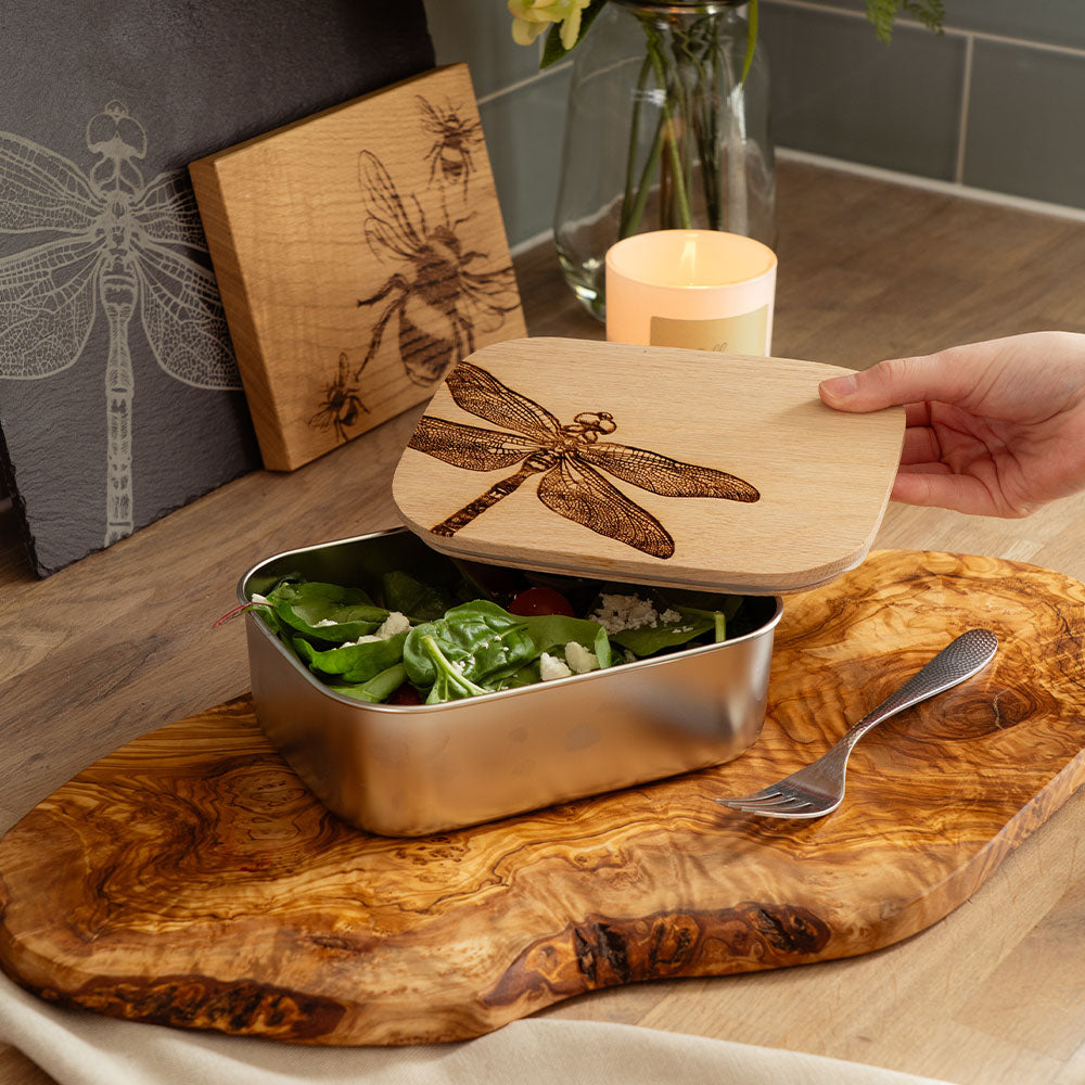 Selbrae House Dragonfly Lunch Box with Oak Lid