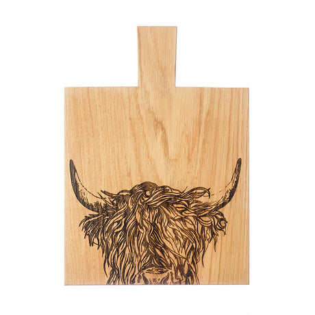 Highland Cow Oak Paddle - Medium