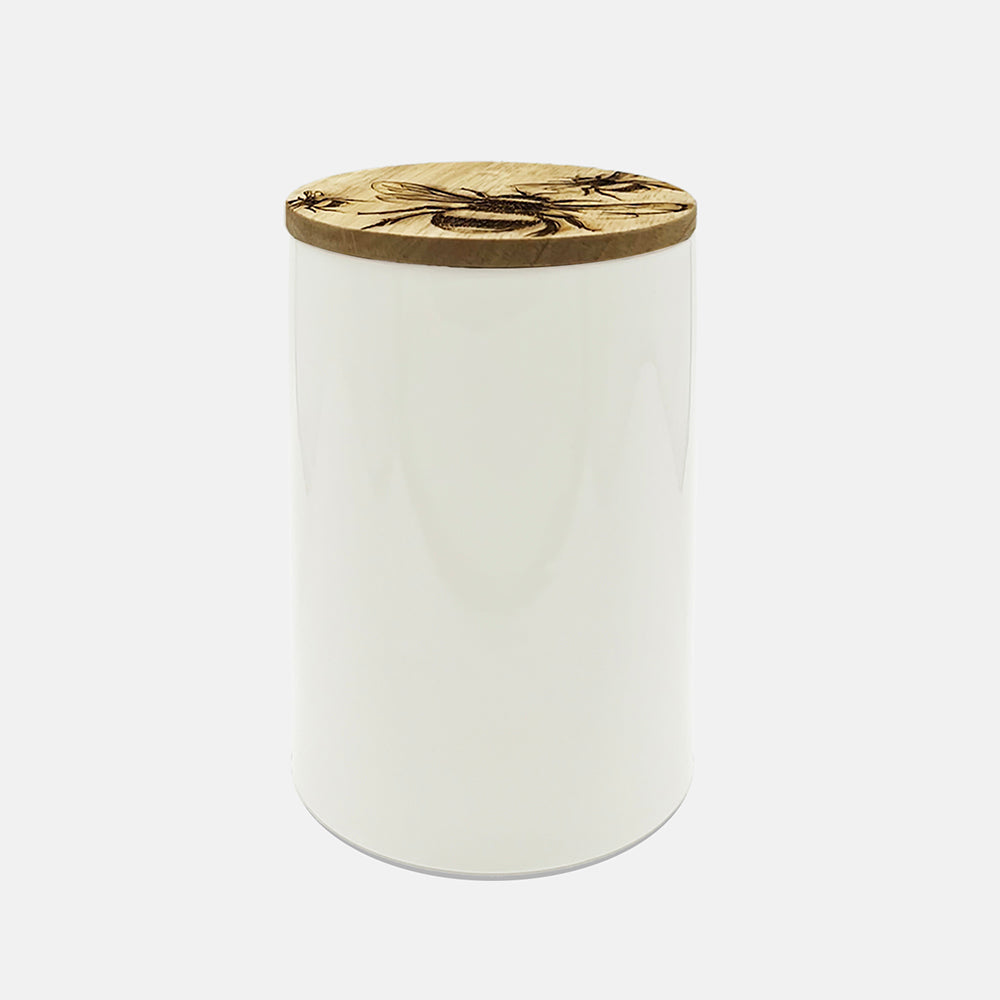 Bee Oak & Ceramic Storage Jar