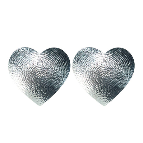 Selbrae House Silver Heart Flat Hammered Place Mats - Set of 2