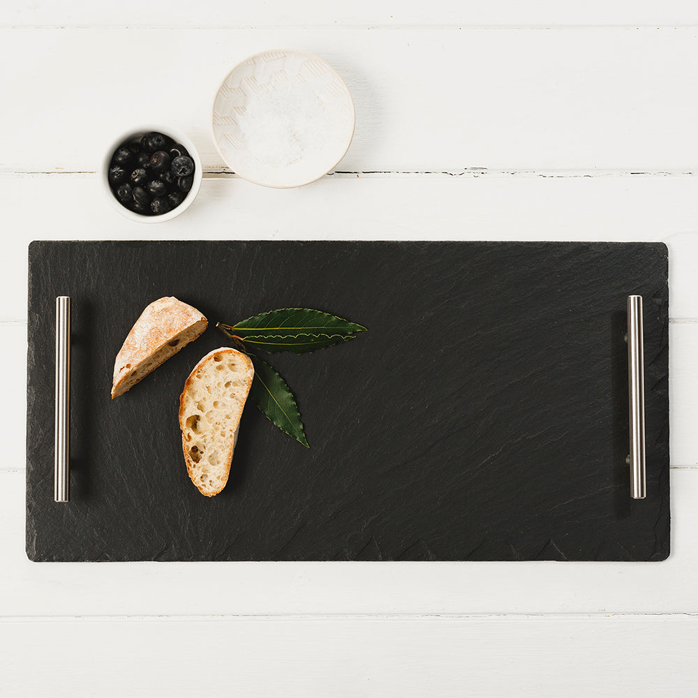 Selbrae House Plain Handle Slate Serving Tray - Large