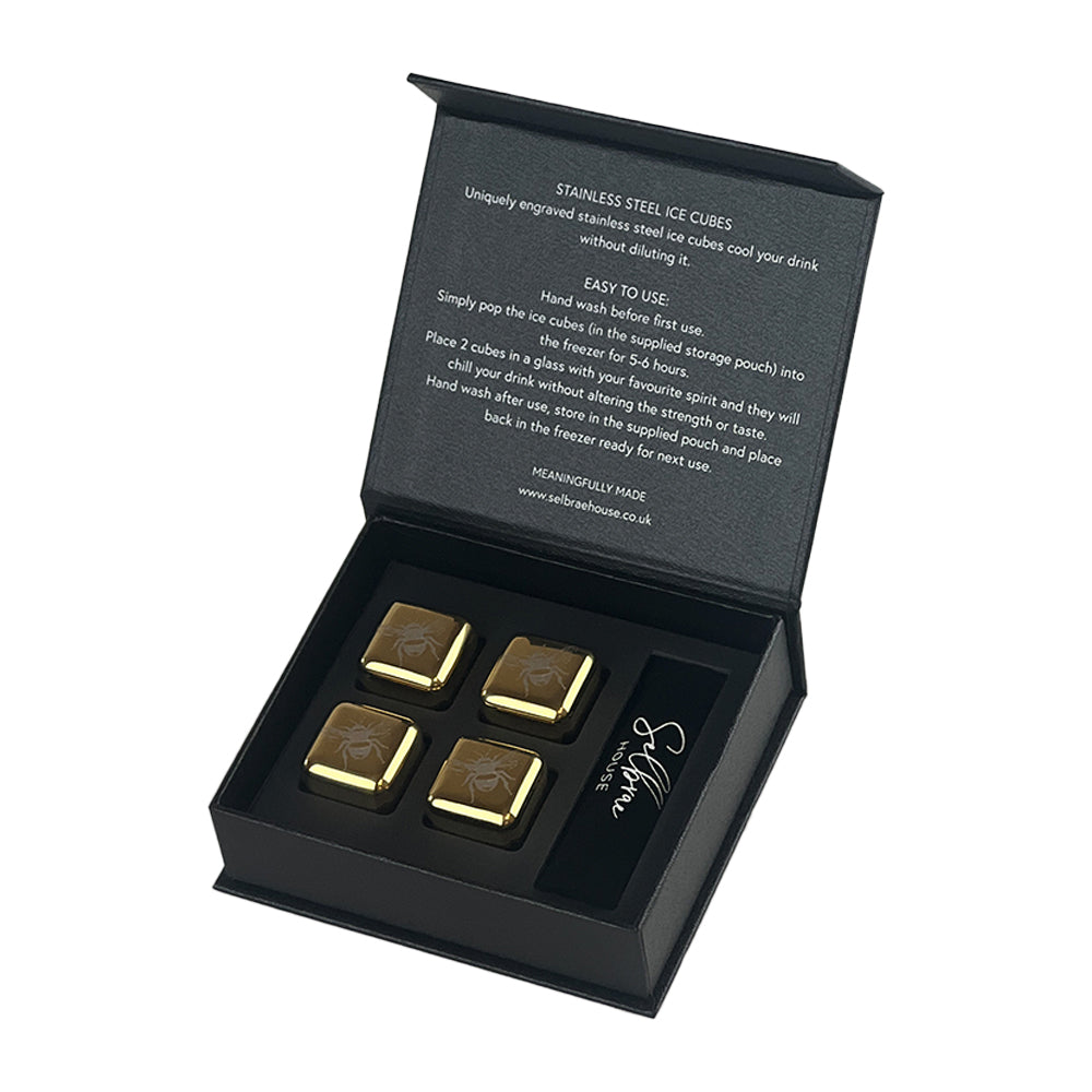 Bee Stainless Steel Ice Cubes - Set of 4