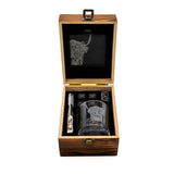 Highland Cow Drinks Set - Whisky Glass, Slate Coaster & Whisky Stones