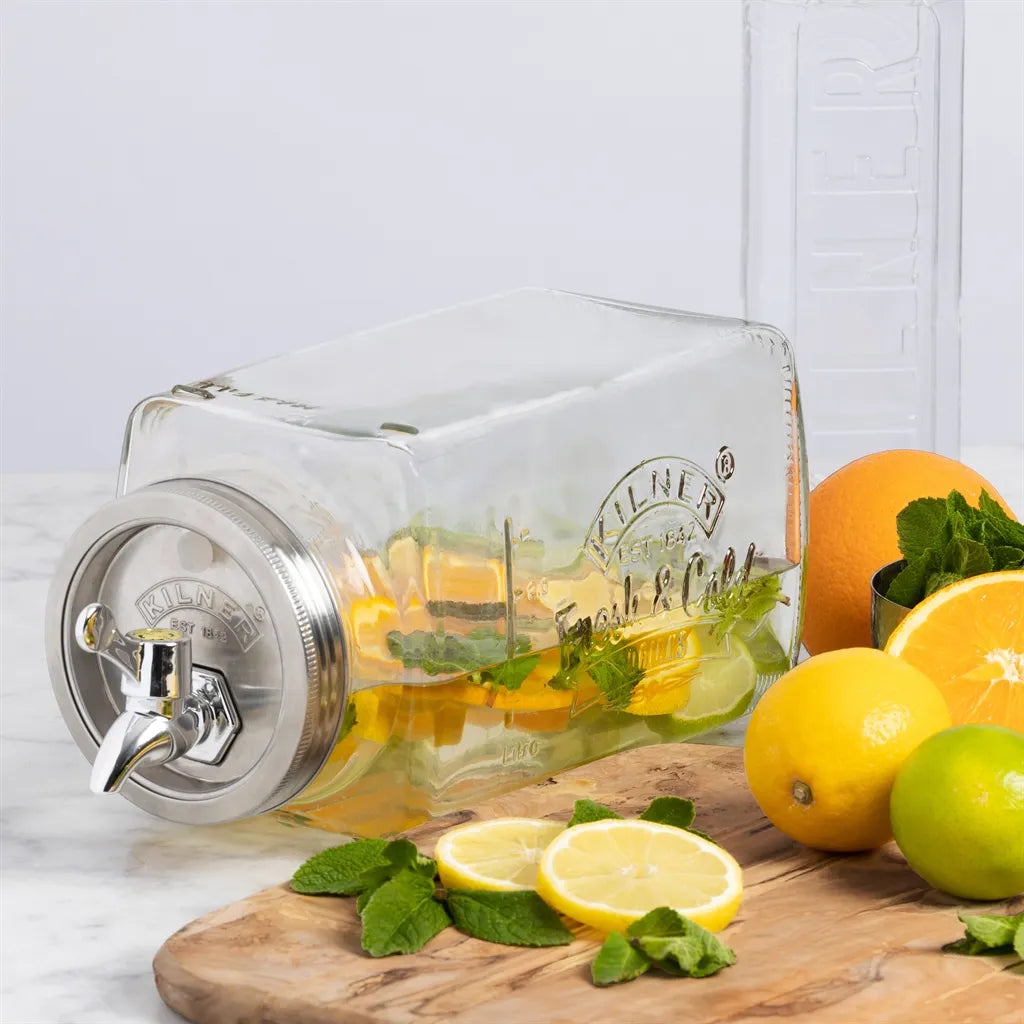 Kilner Glass Fridge Drinks Dispenser Jar With Pouring Tap, 3 Litre