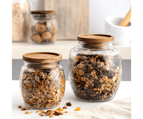 Kilner Universal Storage Jars With Acacia Wooden Lid, 2 Litre