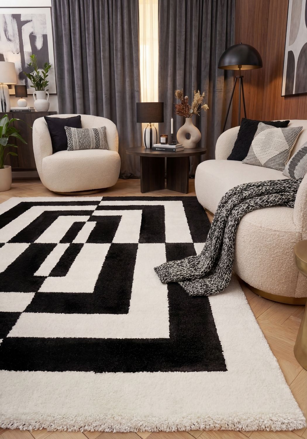 The Rugs Joli Geometric Black & White Rug