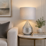 Pagazzi Julietta Silver Ceramic Touch Lamp with Taupe Shade
