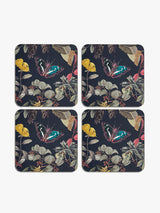 Kew Gardens Midnight Floral Square Coaster - Set of 4