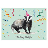 Birthday Badger Greetings Card | Katie Hipwell Design