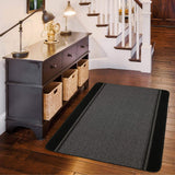Washable Bordered Black Rug 116BL by The Rugs