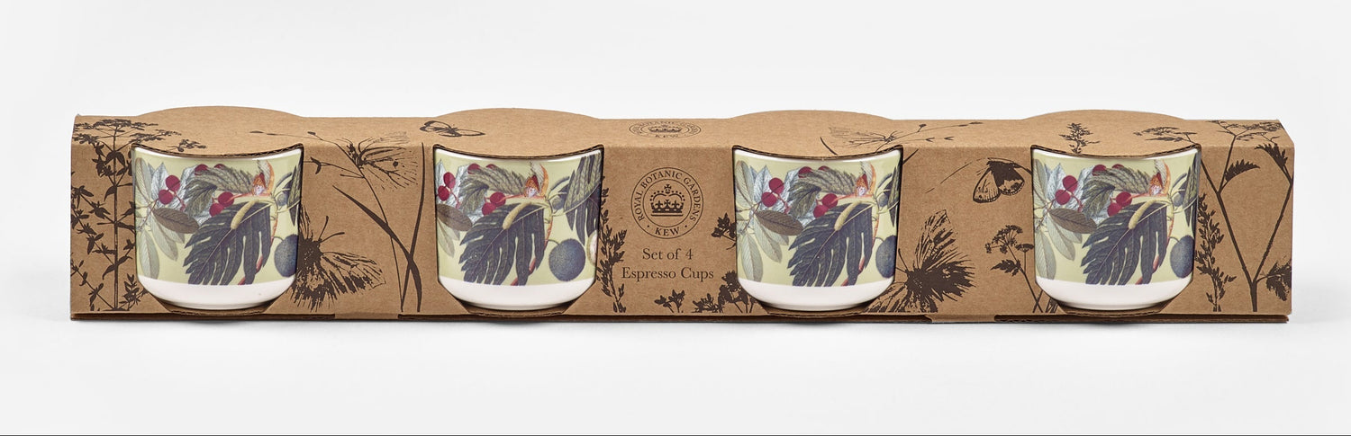 Kew Bloom Espresso Mugs - Set of 4, 100ml