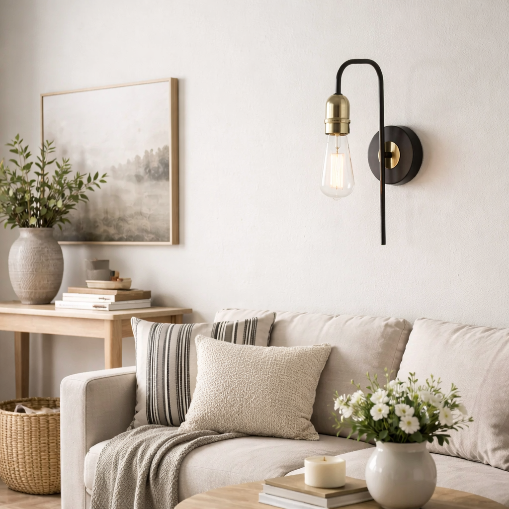 Pagazzi Oliver Black Antique Brass Wall Light