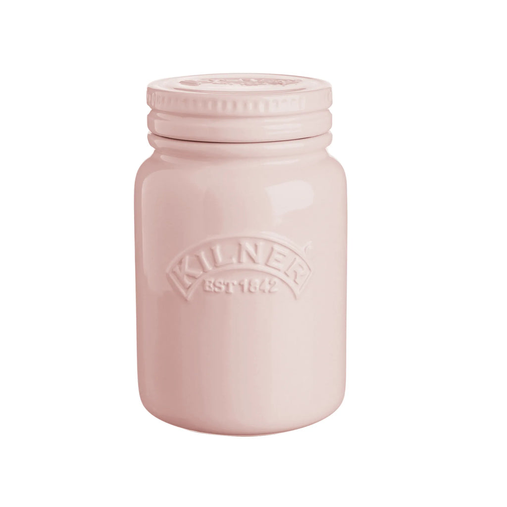 Kilner Ceramic Dusty Pink Push Top Storage Jar, 600 ml