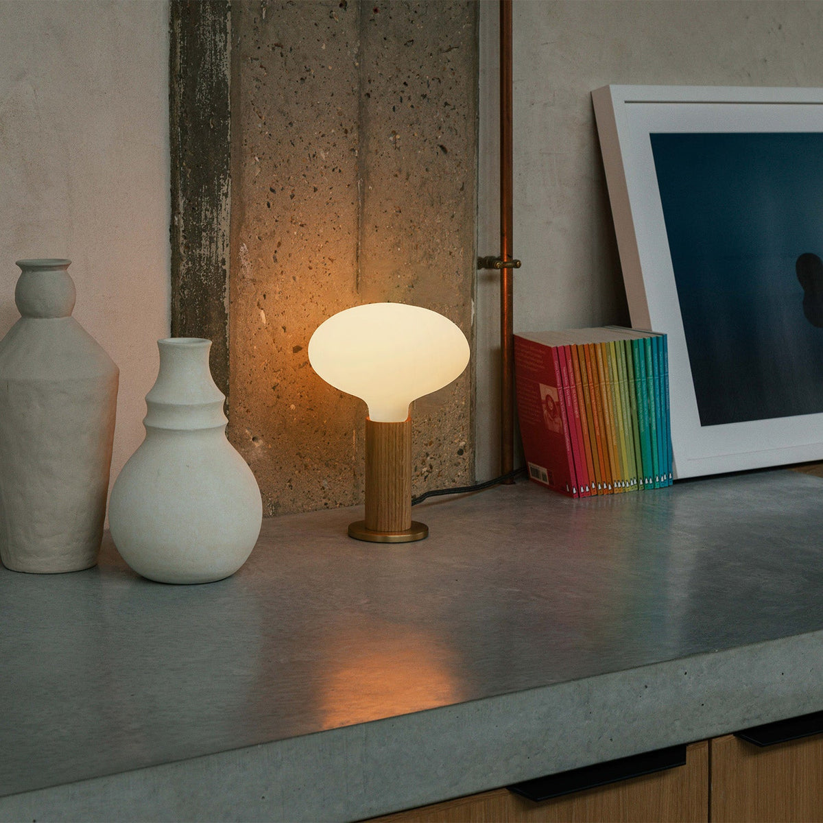 Tala Knuckle Table Lamp in Oak Oval Dim to Warm