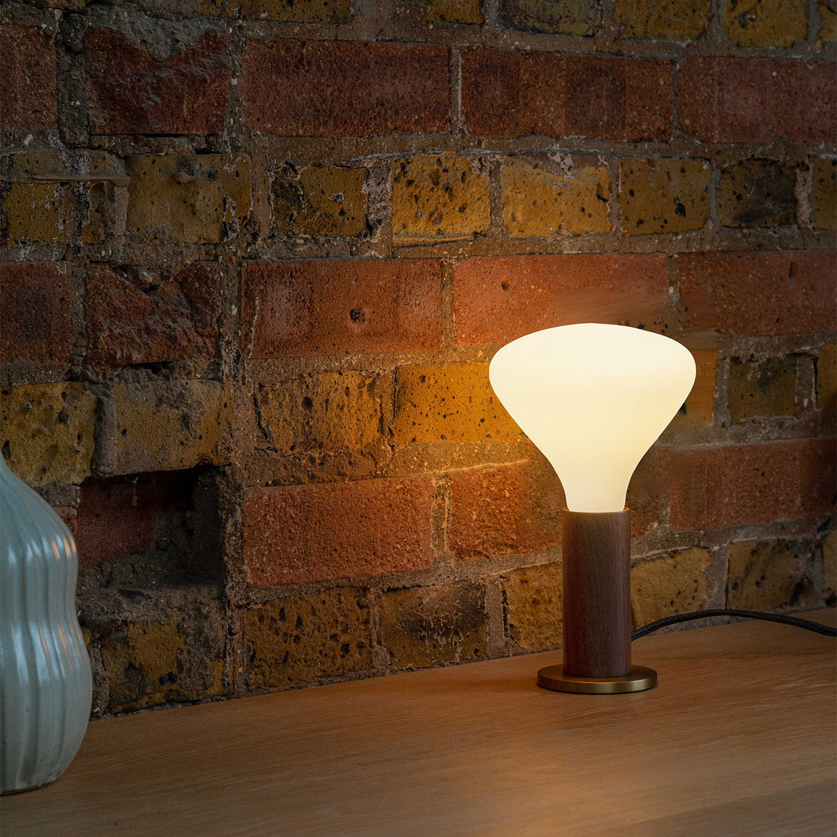 Tala Knuckle Table Lamp in Walnut with Noma Bulb