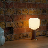 Tala Knuckle Table Lamp in Walnut with Oblo Bulb