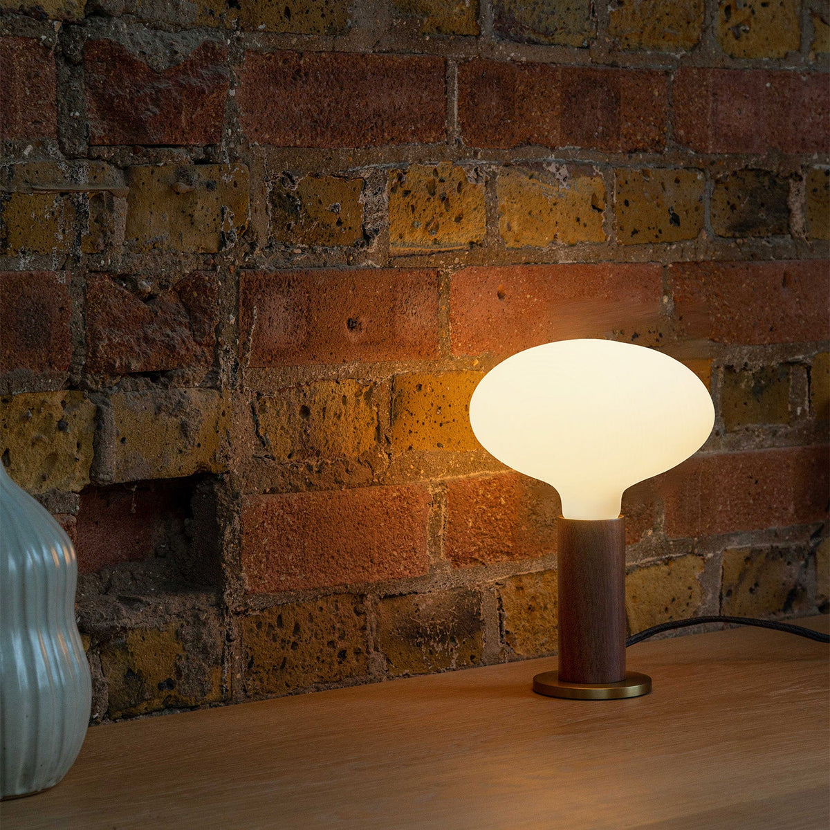 Tala Knuckle Table Lamp in Walnut Oval Dim to Warm