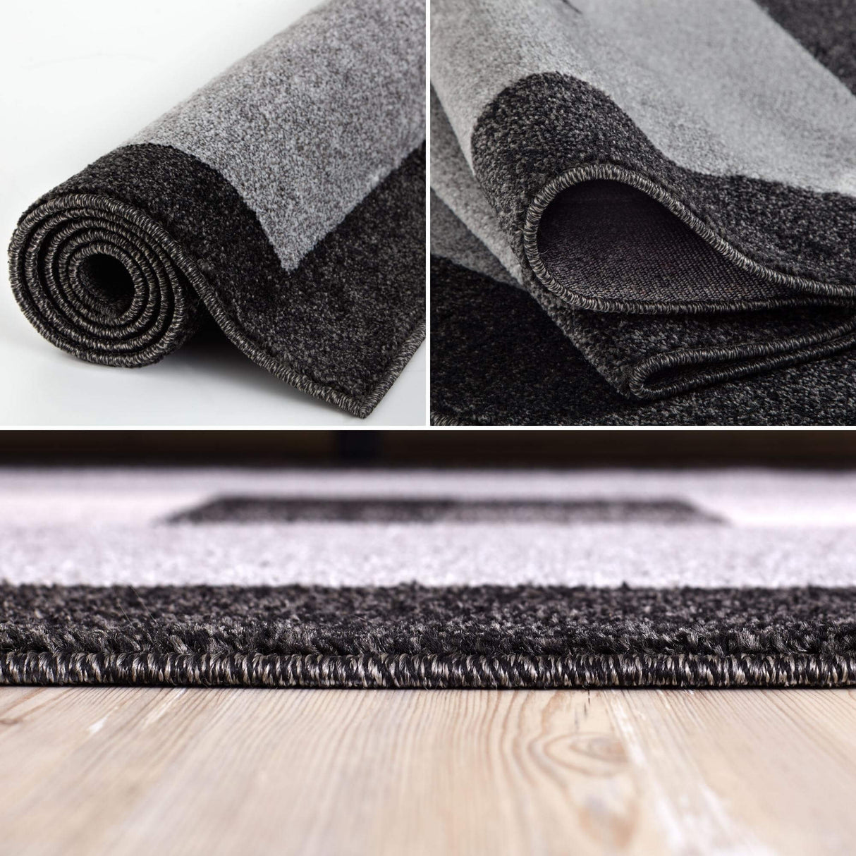 Ephesus Grey Black Rug | 100% polypropylene