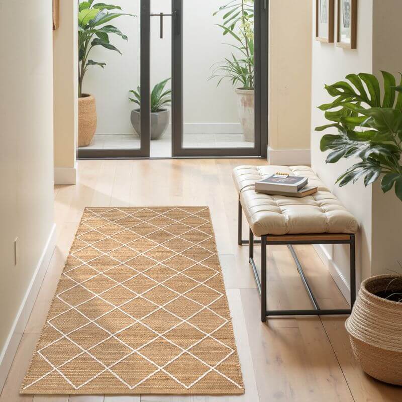 The Rugs Jute Kunu Natural Handwoven Diamond Rug