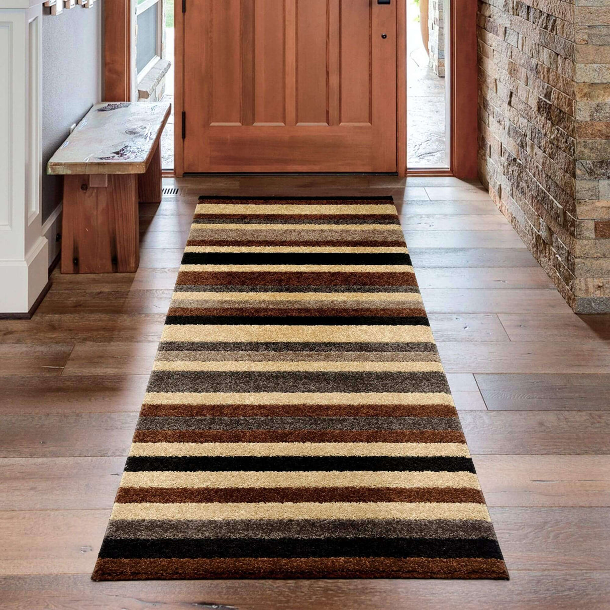The Rugs Linea Striped Caramel Washable Rug