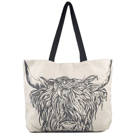Highland Cow Selbrae House Linen Tote Bag - Large