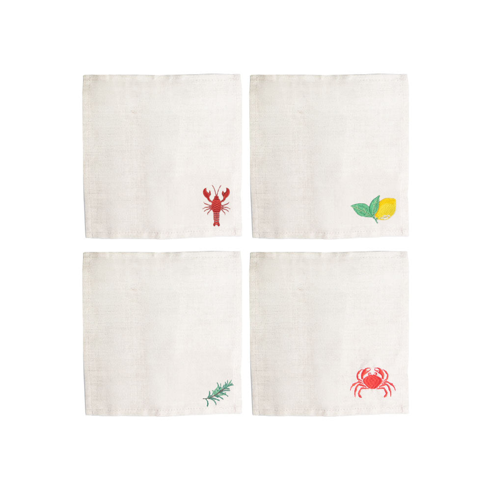 Selbrae House Assorted Coastal 4 Linen Cocktail Napkins