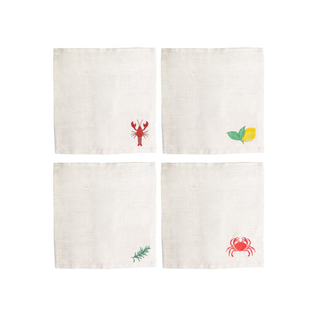 Selbrae House Assorted Coastal 4 Linen Cocktail Napkins