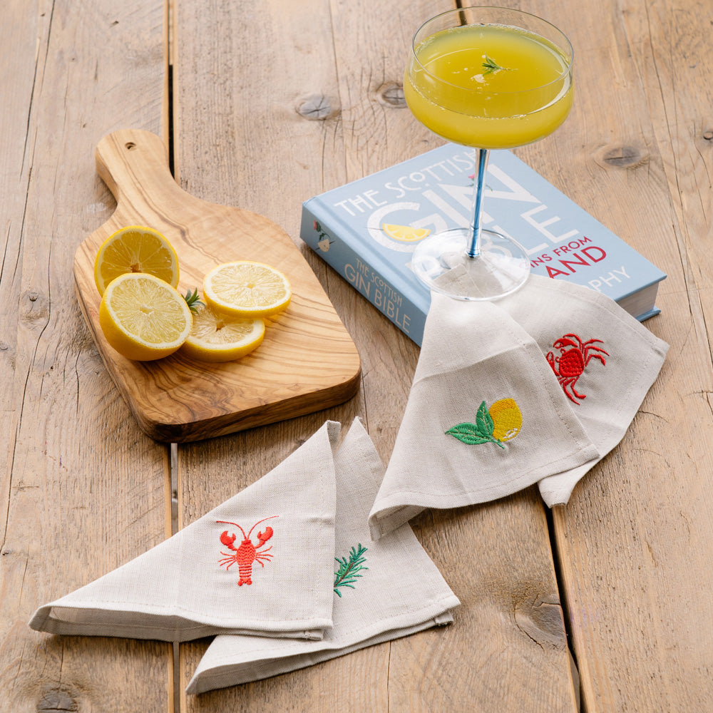 Selbrae House Assorted Coastal 4 Linen Cocktail Napkins