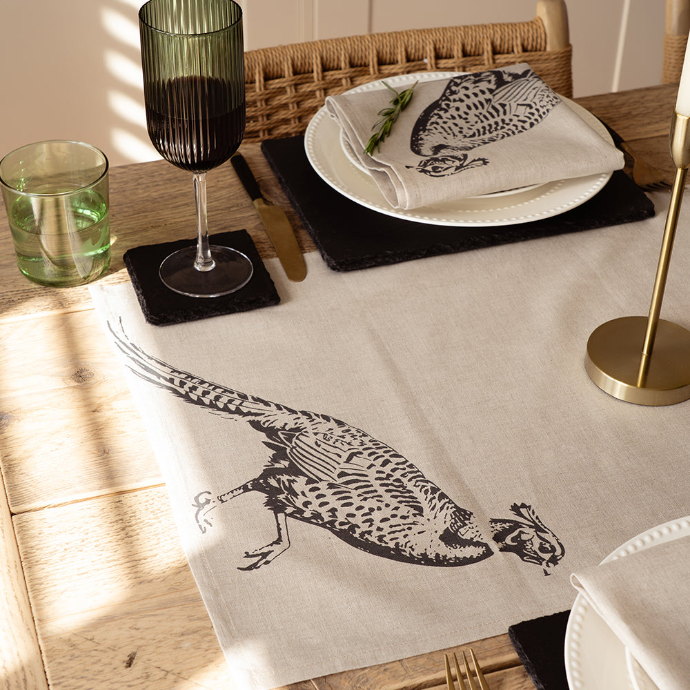 Selbrae House Pheasant Linen Table Runner