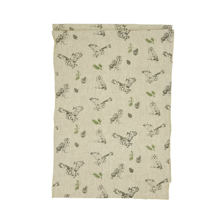 Selbrae House Tawny Owl Repeat Linen Table Runner