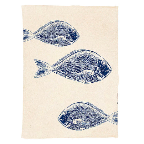 Selbrae House Fish Repeat Linen Tea Towel