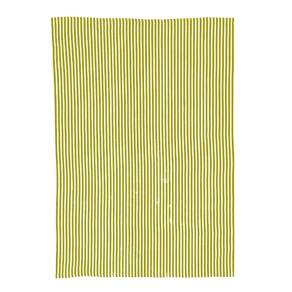 Selbrae House Green Stripe Linen Tea Towel
