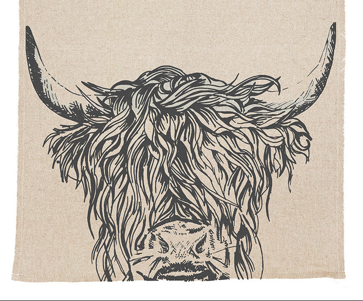 Highland Cow Selbrae House Linen Tea Towel