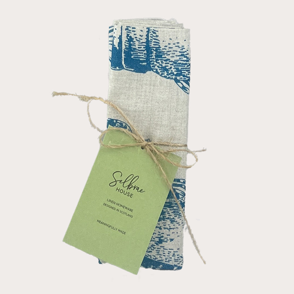 Selbrae House Lobster Repeat Linen Tea Towel