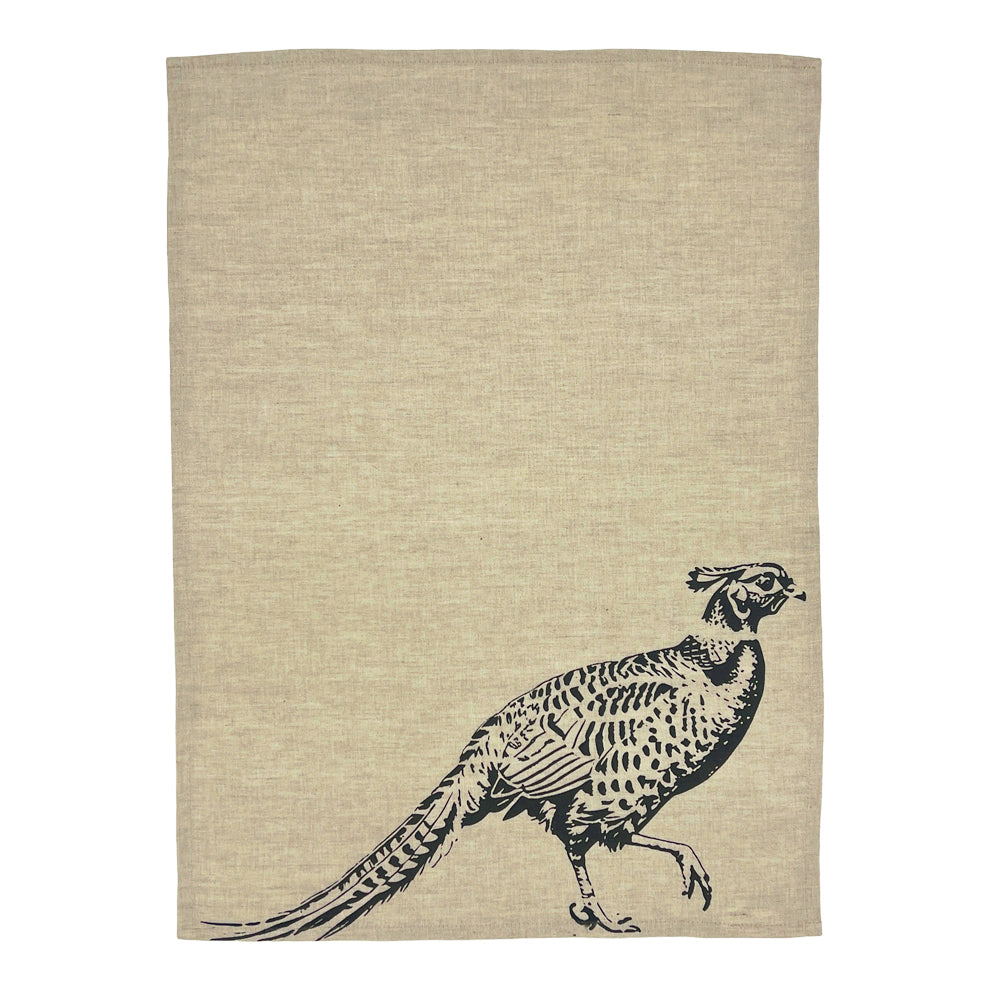 Selbrae House Pheasant Side Profile Linen Tea Towel