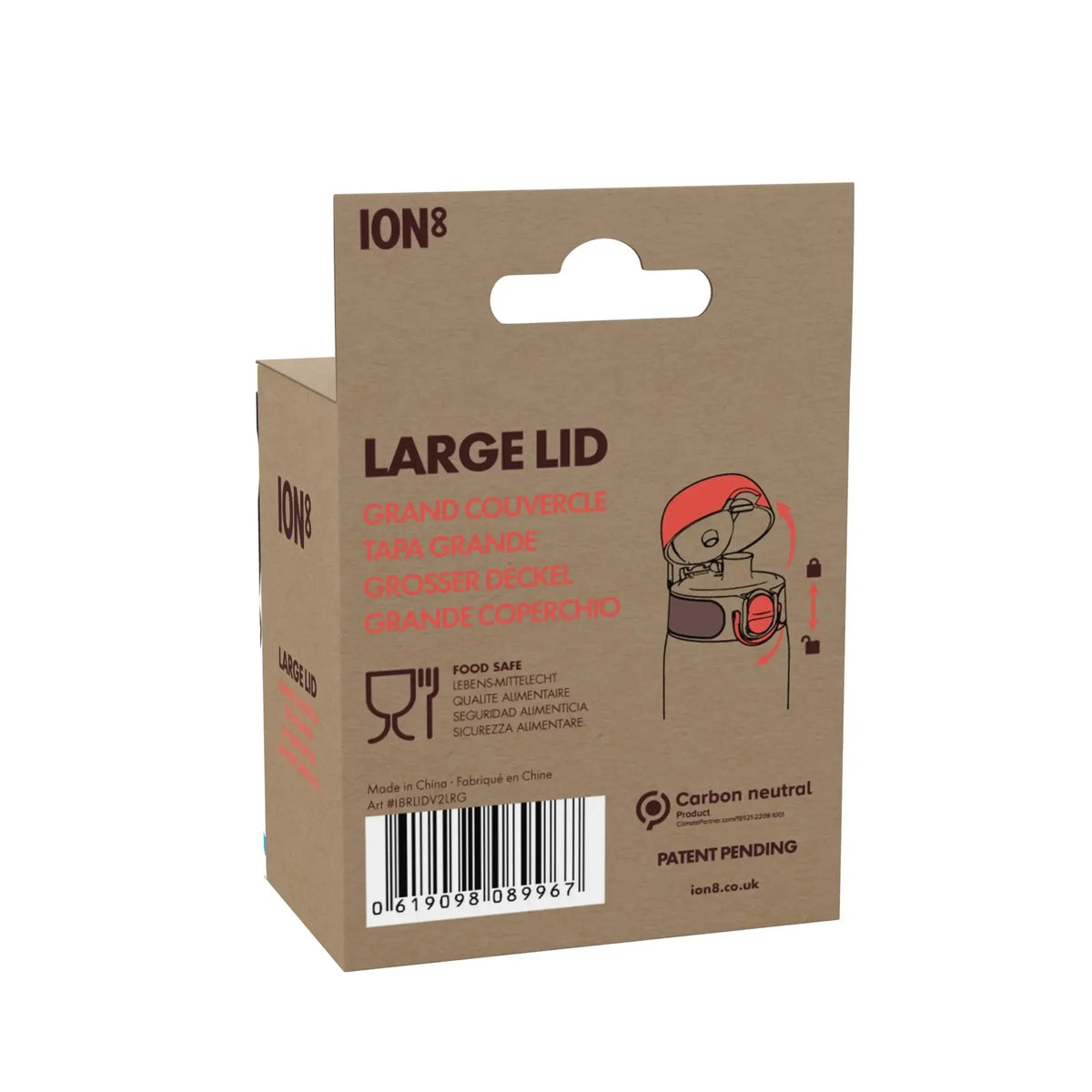 ION8 Leak Proof Water Bottle Replacement Lid, Black, Large / X-Large