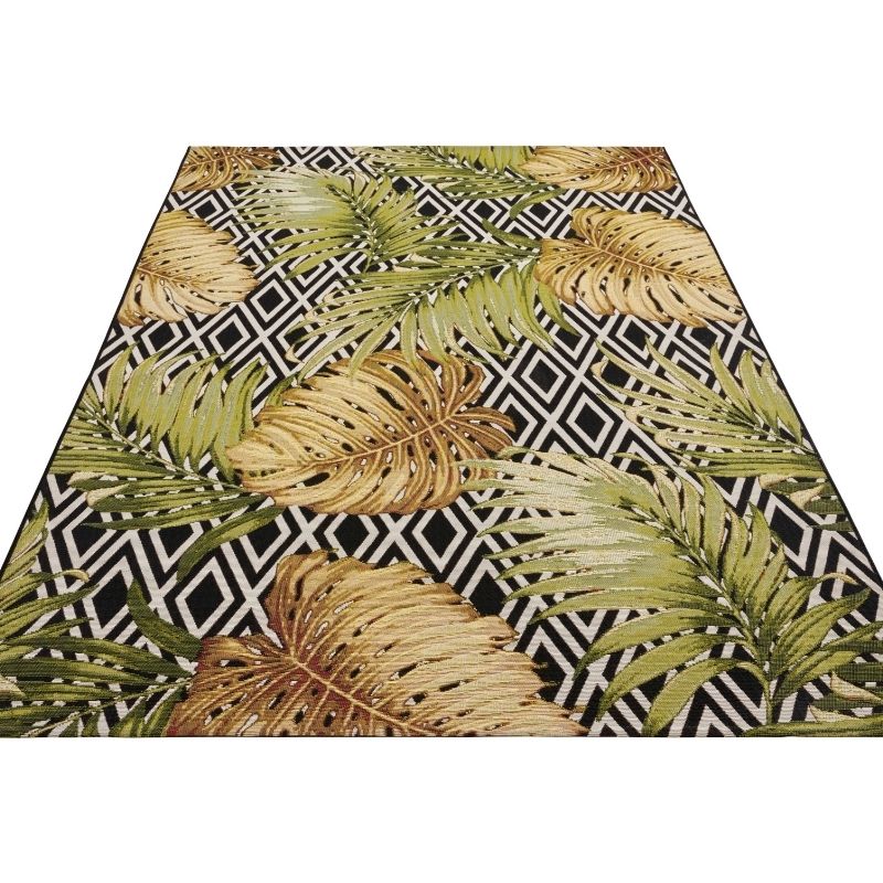 Indoor Outdoor Leaves Weather‑Resistant Patio & Garden Rug