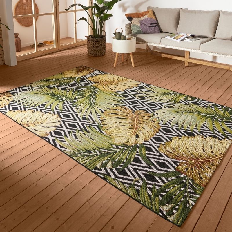 Indoor Outdoor Leaves Weather‑Resistant Patio & Garden Rug