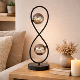 Pagazzi Lena 2-Light Black Table Lamp with Glass Shades