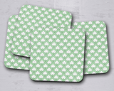Shadowbright Green and White Geometric Tiles Design Coasters - 9cm x 9cm