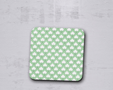 Shadowbright Green and White Geometric Tiles Design Coasters - 9cm x 9cm
